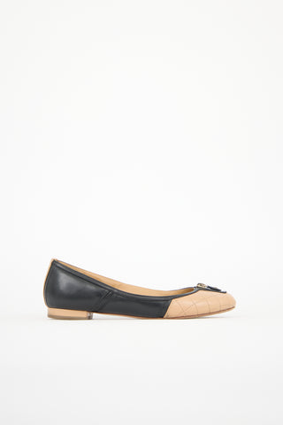 Chanel Leather Zip Toe Ballet Flat