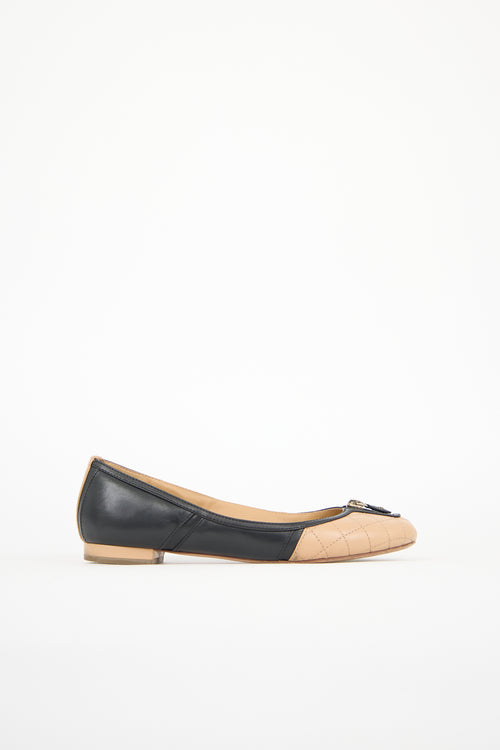 Chanel Leather Zip Toe Ballet Flat