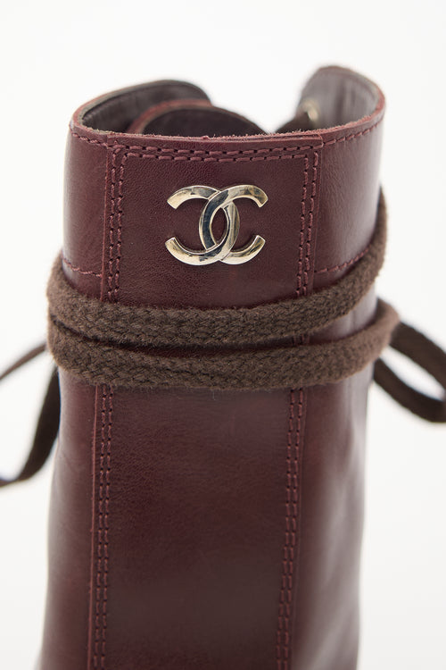 Chanel Leather CC Combat Boot