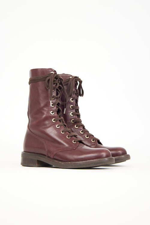 Chanel Leather CC Combat Boot