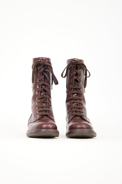 Chanel Leather CC Combat Boot