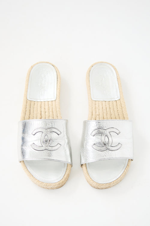 Chanel Leather CC Espadrille Slide