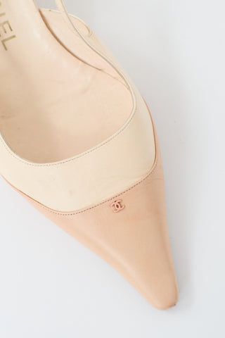 Chanel Leather CC Slingback Heel
