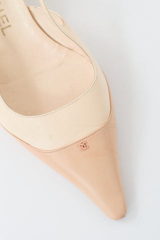 Chanel Leather CC Slingback Heel