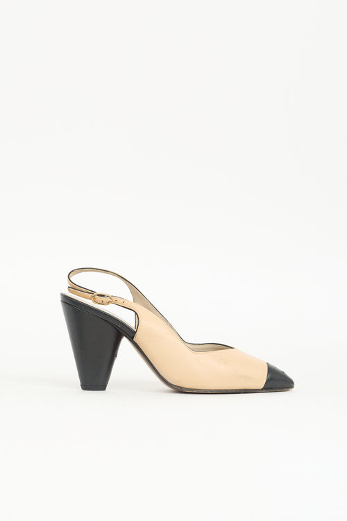 Chanel Leather CC Slingback Pump