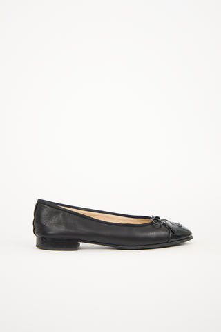 Chanel Leather CC Toe Ballet Flat