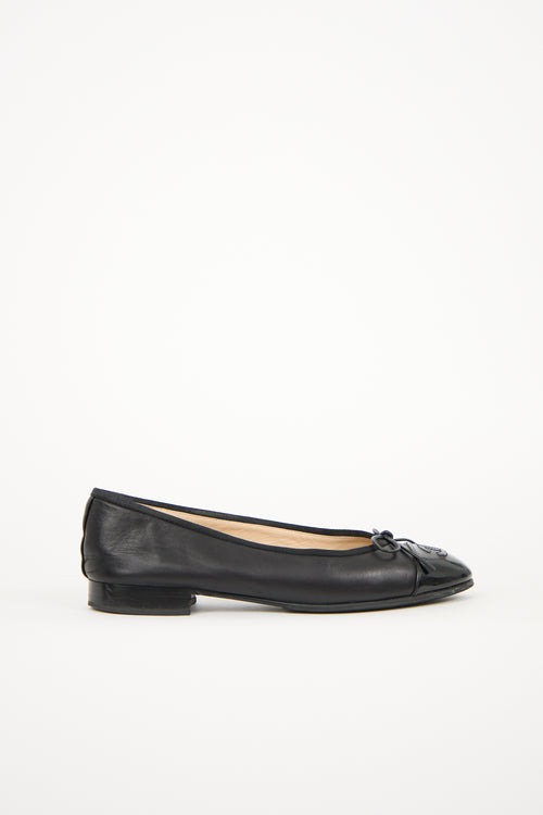 Chanel Leather CC Toe Ballet Flat