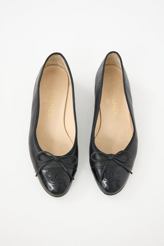 Chanel Leather CC Toe Ballet Flat