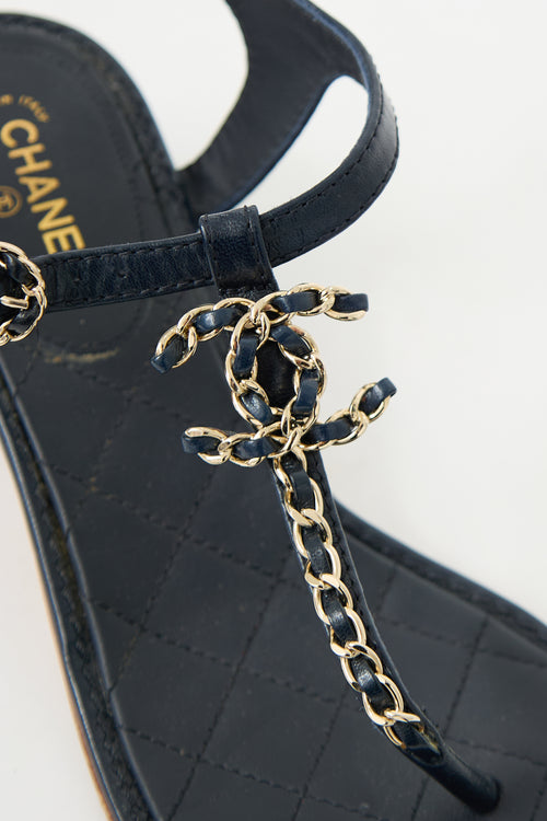 Chanel Leather Chain CC Sandal