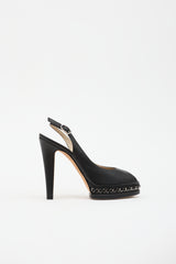 Chanel Leather Chain Slingback Heel