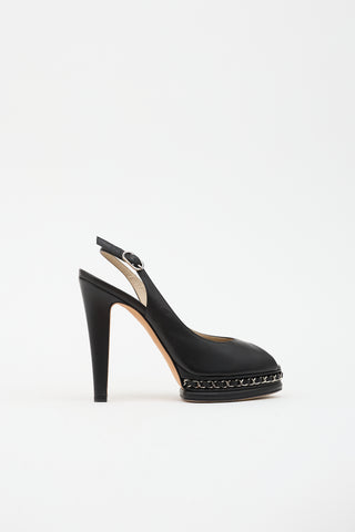 Chanel Leather Chain Slingback Heel