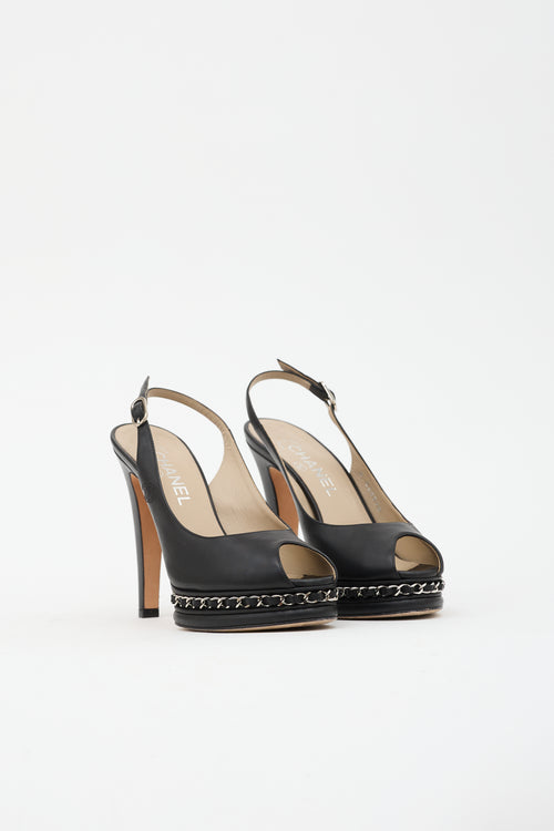 Chanel Leather Chain Slingback Heel