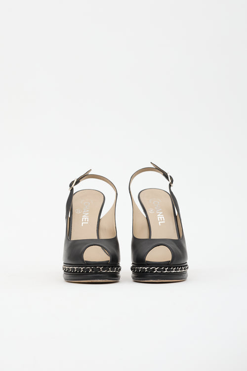 Chanel Leather Chain Slingback Heel