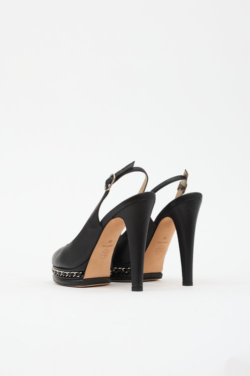 Chanel Leather Chain Slingback Heel