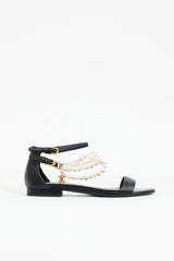 Chanel Leather Faux Pearl CC Sandal