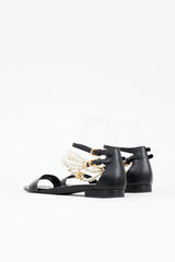 Chanel Leather Faux Pearl CC Sandal