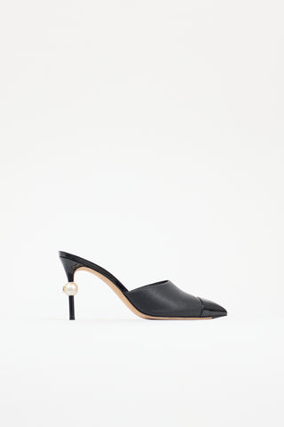 Chanel Leather Pearl CC Mule