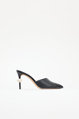Chanel Leather Pearl CC Mule