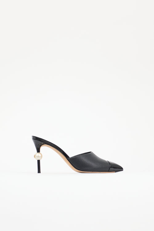 Chanel Leather Pearl CC Mule