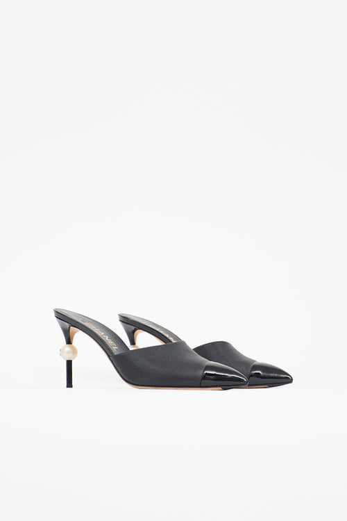 Chanel Leather Pearl CC Mule
