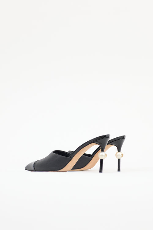 Chanel Leather Pearl CC Mule