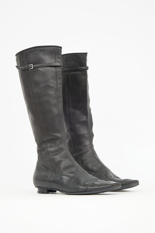 Chanel Leather Perforated CC Boot