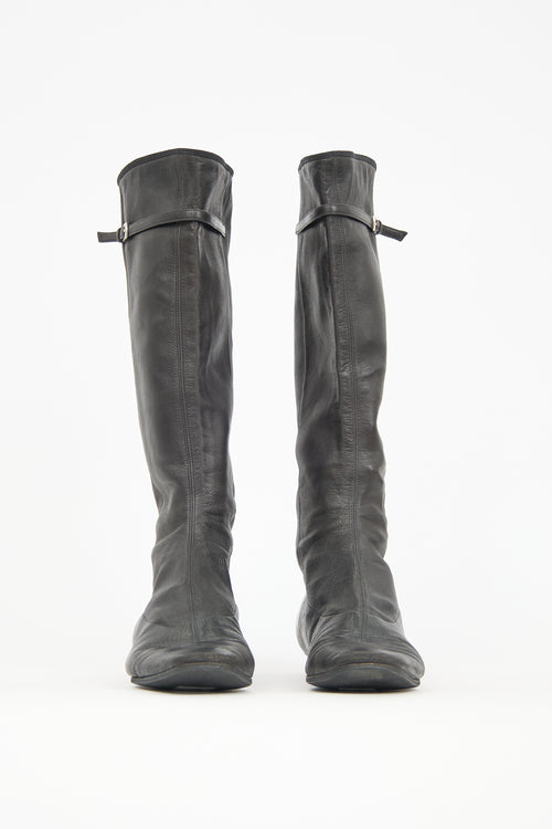 Chanel Leather Perforated CC Boot