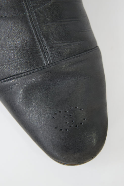 Chanel Leather Perforated CC Boot
