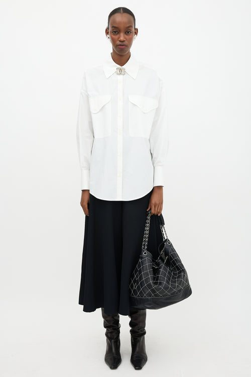 Chanel Leather Surpique Bucket Bag