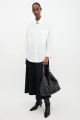 Chanel Leather Surpique Bucket Bag