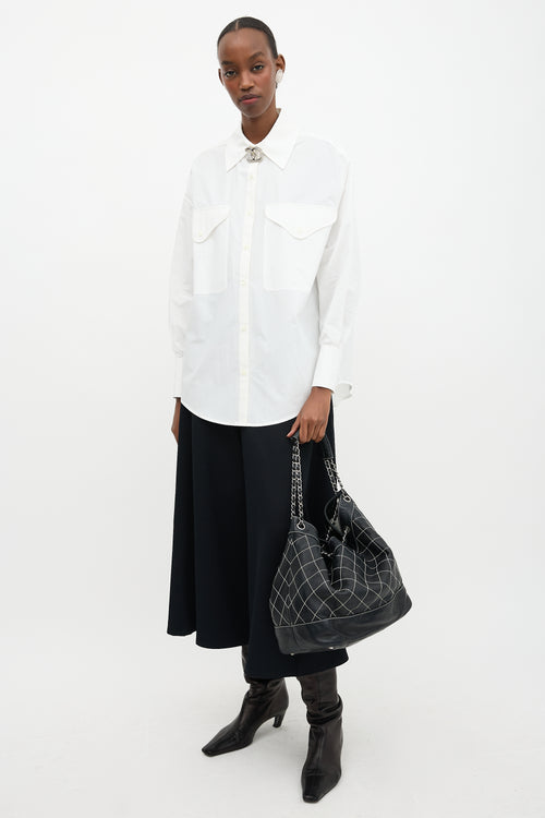 Chanel Leather Surpique Bucket Bag