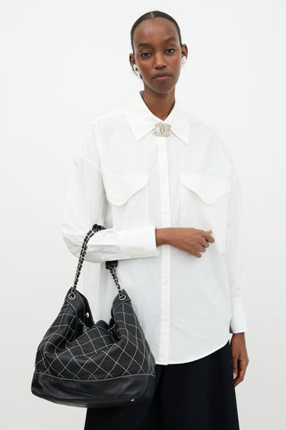 Chanel Leather Surpique Bucket Bag