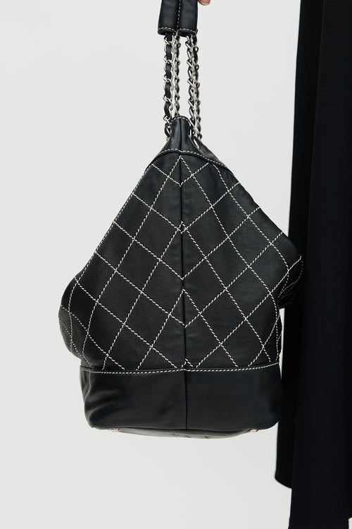 Chanel Leather Surpique Bucket Bag