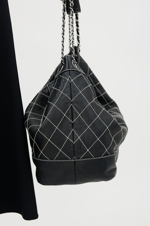 Chanel Leather Surpique Bucket Bag