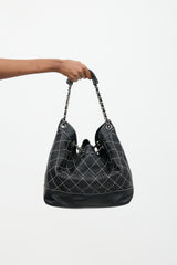 Chanel Leather Surpique Bucket Bag