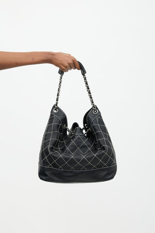 Chanel Leather Surpique Bucket Bag