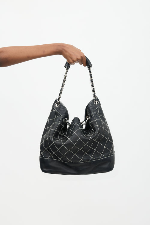 Chanel Leather Surpique Bucket Bag