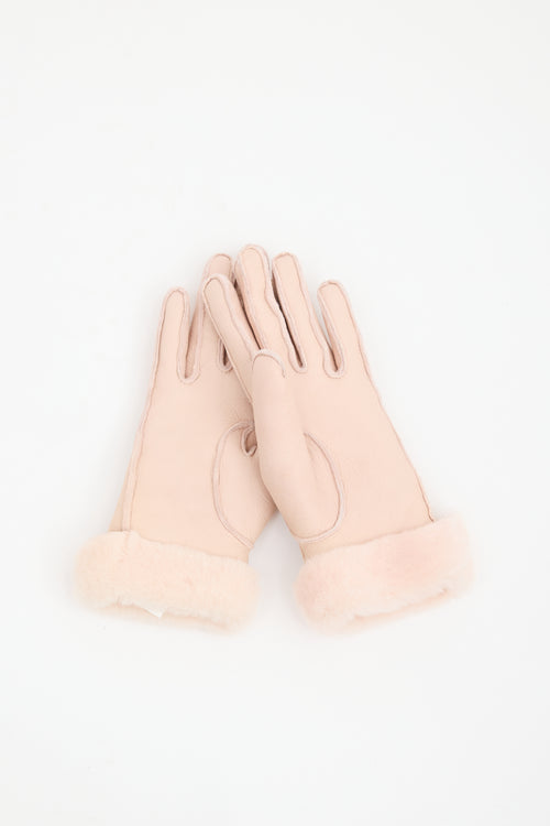 Chanel Leather & Fur CC Gloves