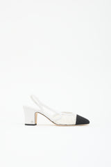 Chanel Leather & Lace Slingback Heel