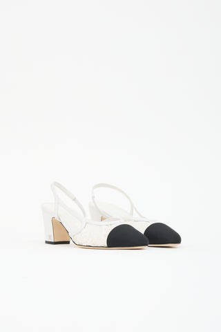 Chanel Leather & Lace Slingback Heel