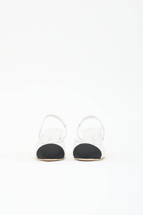 Chanel Leather & Lace Slingback Heel