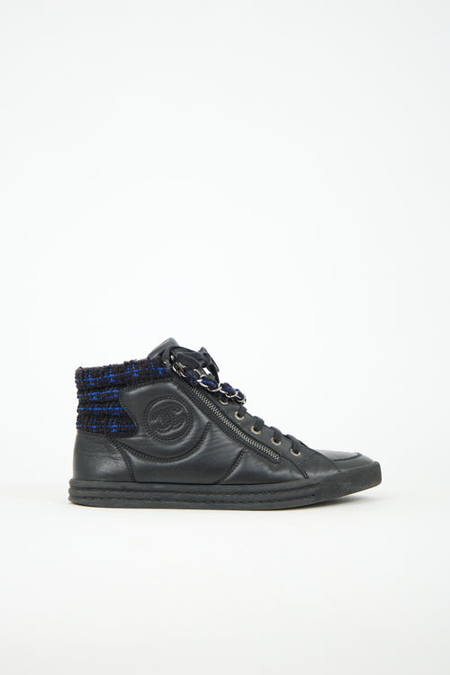 Chanel Leather & Tweed CC Chain Sneaker