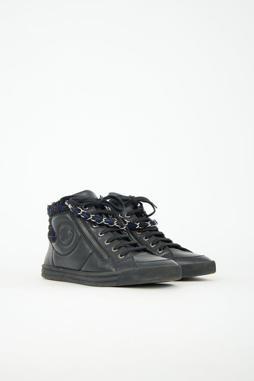 Chanel Leather & Tweed CC Chain Sneaker