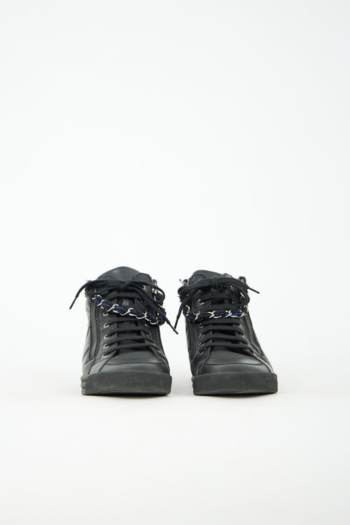 Chanel Leather & Tweed CC Chain Sneaker