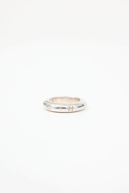 Chanel Sterling Silver Logo Ring