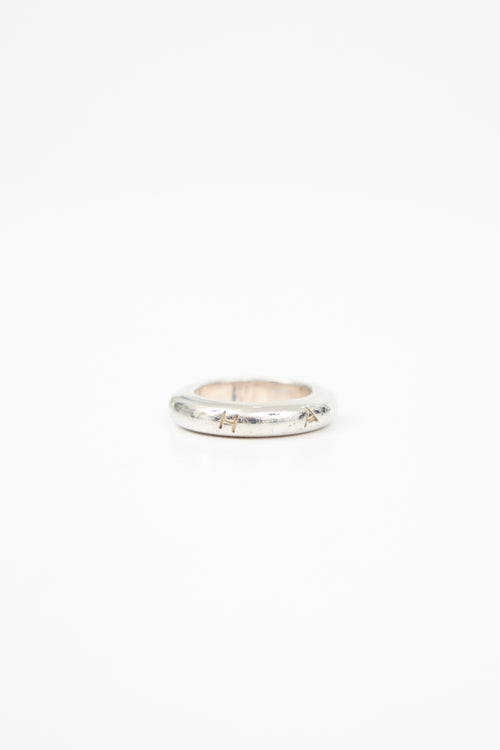 Chanel Sterling Silver Logo Ring