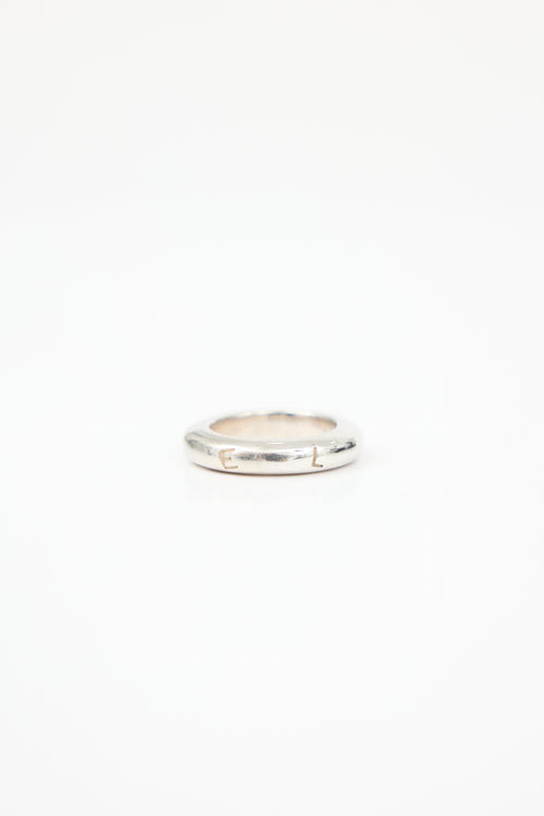 Chanel Sterling Silver Logo Ring