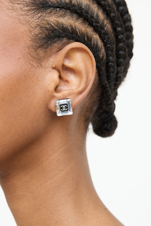 ChanelFW 2007 Lucite Square Logo Earring