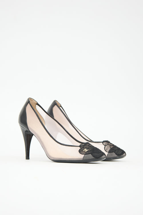 Chanel Mesh CC Camellia Pump