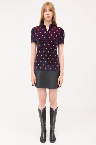 Chanel Metallic Velvet CC Top